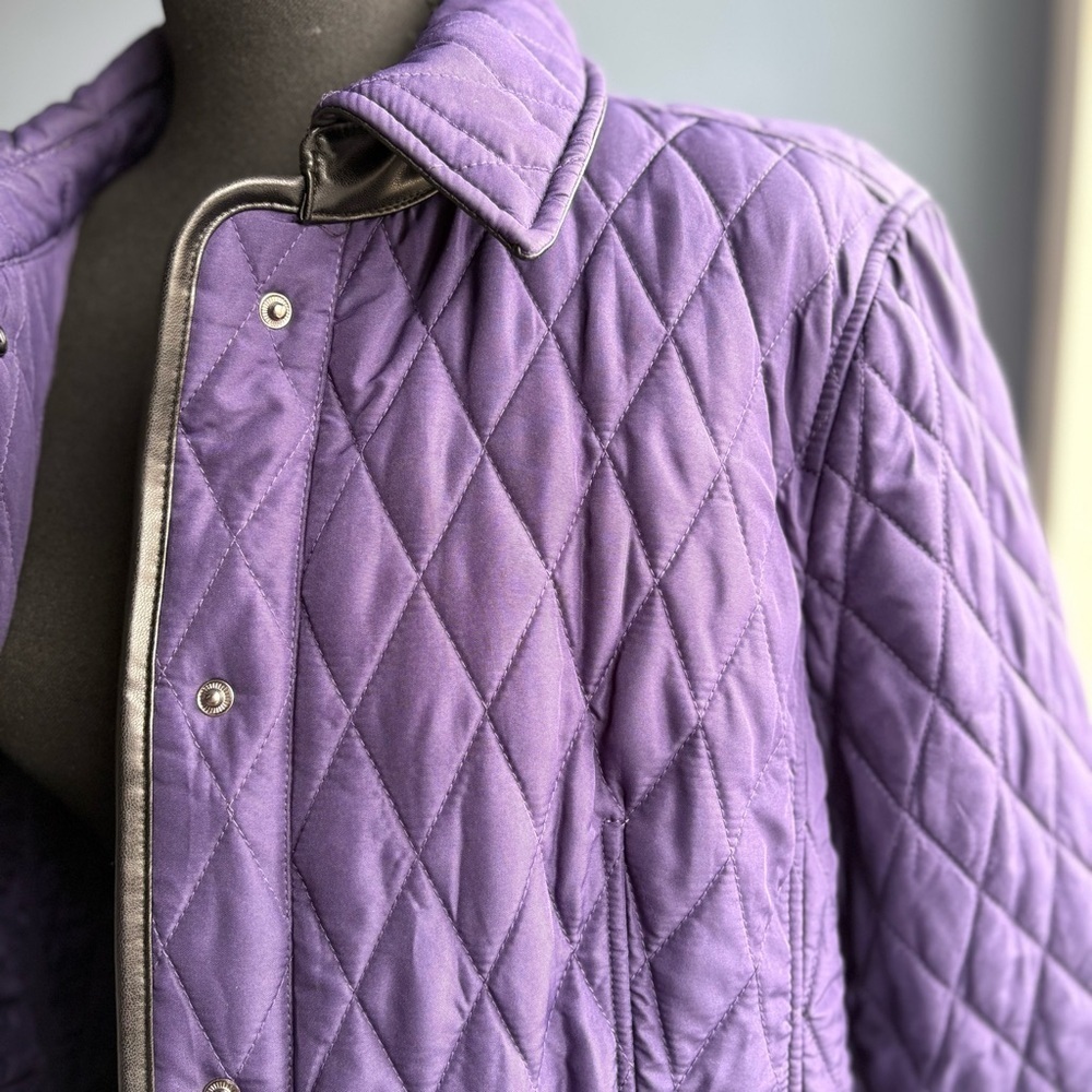 Chico's Rich Purple Diamond Quilted Barn Jacket Button Up Coat - Pockets - Picture 6 of 17